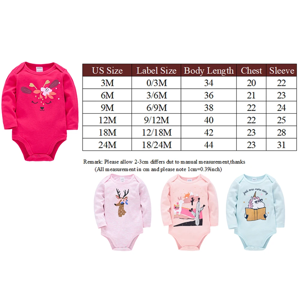 Honeyzone – body à manches longues 100% maille de coton pour bébé fille,ensembles de 3 ou 5 pièces de vêtements pour nouveau-né garçon ou enfants en bas âge,