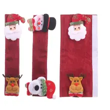 4 шт Рождественское украшение на холодильник, дверные ручки, крышки, Мультяшные милые микроволновые дверные ручки холодильника, наборы, Рождественский подарок