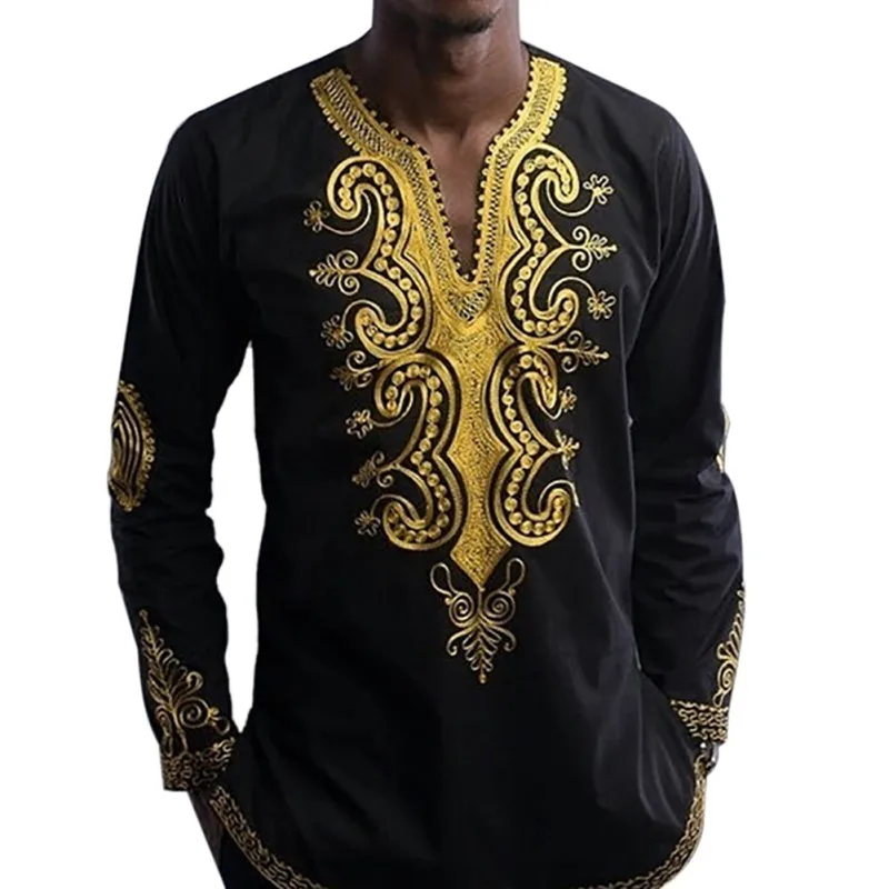 Рубашка Дашики с длинными рукавами мужские рубашки Африканский Дашики одежда для мужчин традиционный этнический Африканский стиль