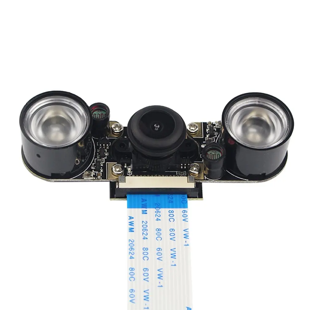 

For Raspberry Pi 4 Model B/3B+/3B/2B 5 megapixel fisheye wide-angle night vision camera + light sensor 130 degrees;