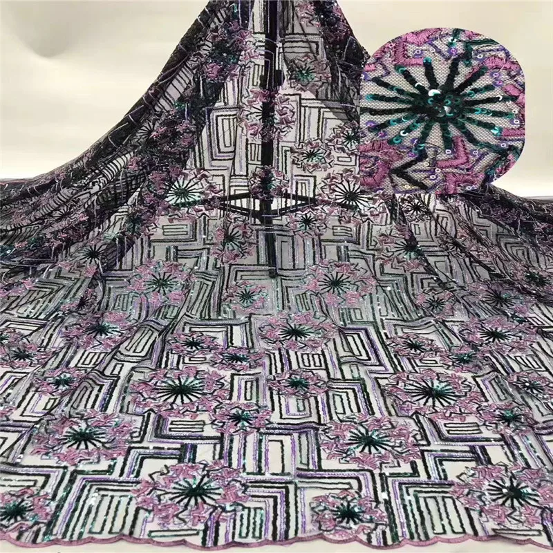 

2019 Latest French Nigerian Laces Fabrics High Quality Sequins Tulle African Laces Fabric Wedding French Tulle Lace