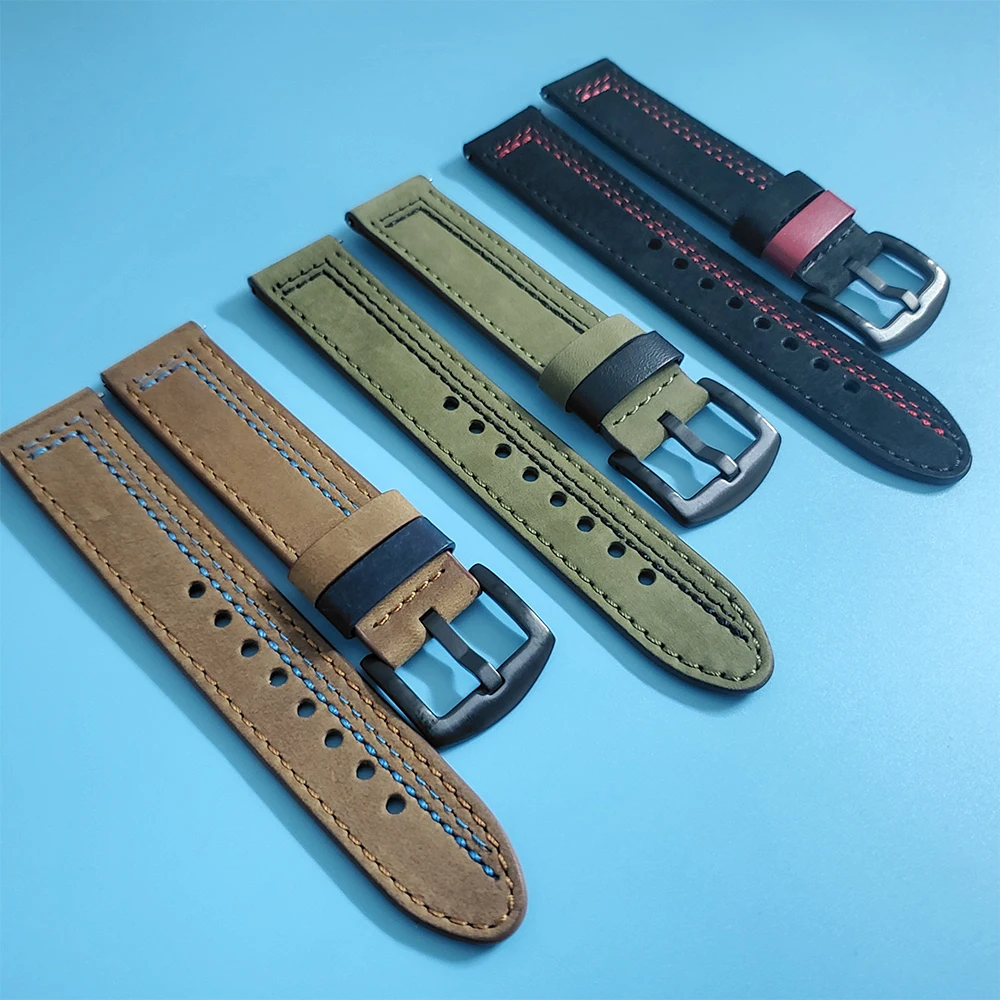 Leather Wrist Band For Huami Amazfit GTR 47mm 42mm/GTS/Pace Stratos 3 2/Bip Smartwatch Strap Bracelet Watchbands Black buckle