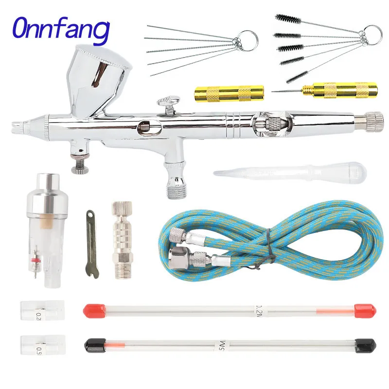 Onnfang 0,2-0,5 мм Гравитация двойного действия 9cc Аэрограф краска для ногтей набор распыляющих пистолетов краска для макияжа тату для лица Искусство DIY Sparying инструмент 180K