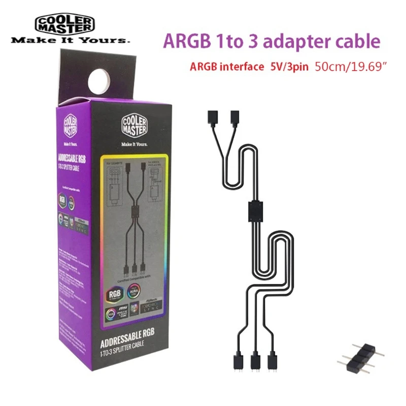 

1 to 3 3PIN 5V RGB Fan Adapter Connector ARGB Splitter Cable Computer Case Extension for MSI