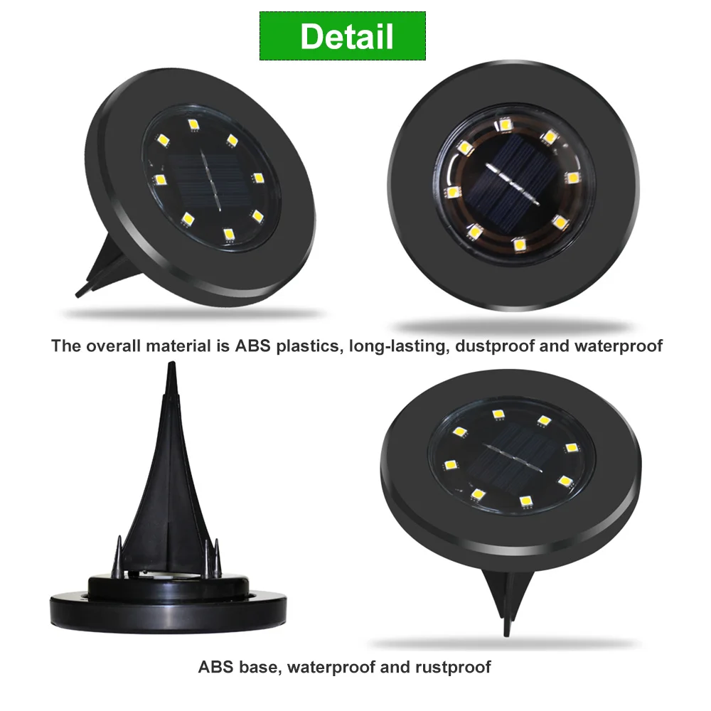 

4PCS 8 LEDs Update Square Ground Light Solar Powered Garden Landscape Lawn Lamp Buried Light Outdoor Road Stairs Decking light