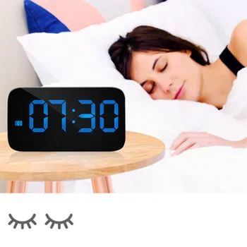 

New USB Charge LED Alarm Clock LED Display Voice Control Electronic Snooze Backlight Digital Table Desktop Table Clocks 1Pc