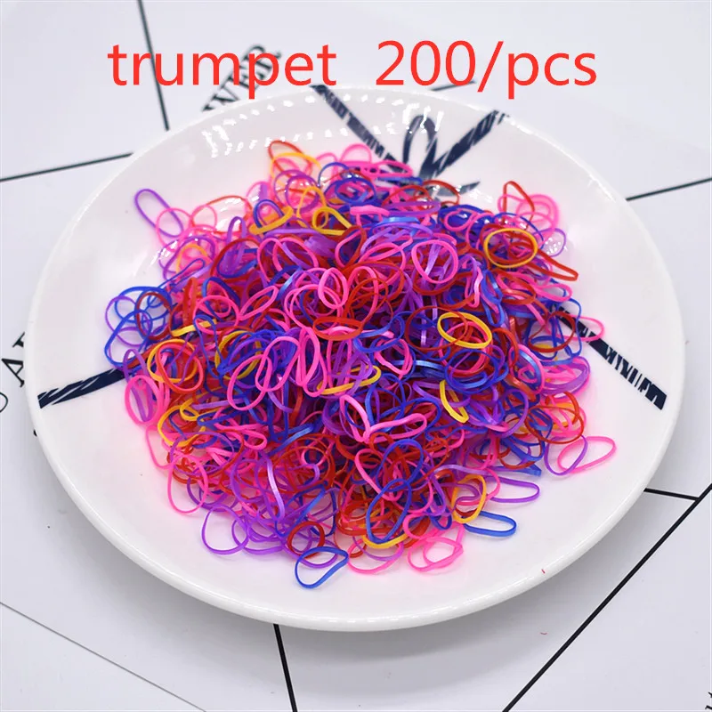 200pcs 400/1200 шт., милое разноцветное кольцо для девочек, Одноразовые эластичные резинки для волос, держатель для конского хвоста, резинка для волос, повязка на голову для детей - Цвет: 200pcs