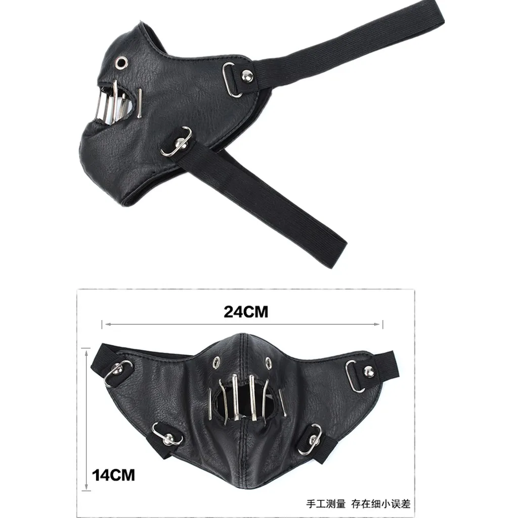 Unisex Punk Rock Gothic Half Face Mask Motorcycle Biker PU Leather Party Accessories