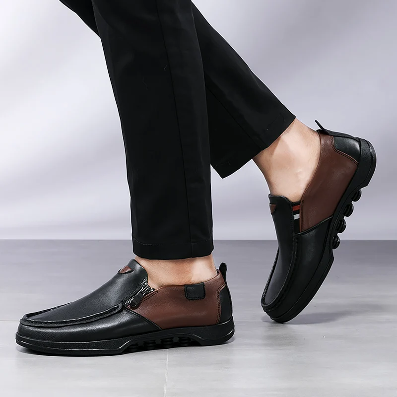 Men's Casual Leather Shoes Man Soft Comfortable Driving Shoes Men Moccasins Footwear For Men Fashion Peas shoes 37-48%6827