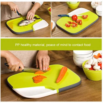 

Double-Sided Bamboo Cutting Board Multi-purpose Cutting Board Non-slip Kitchen Detachable Cutting Board Fruits Bread Steak Board