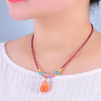 

Light-up Natural red crystal pendant garnet chain