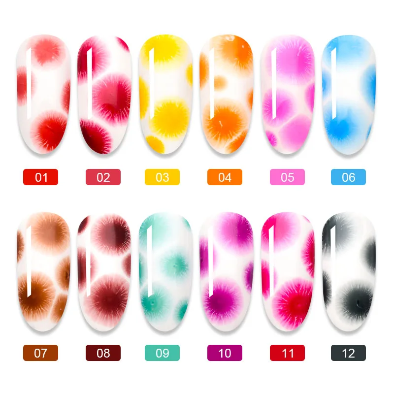 

New Snowflake Ice Nail Blooming Gel Polish Watercolor Smudge Bubble Flower Nail Painting Gel Lacquer Varnish Manicure ZJJ3070