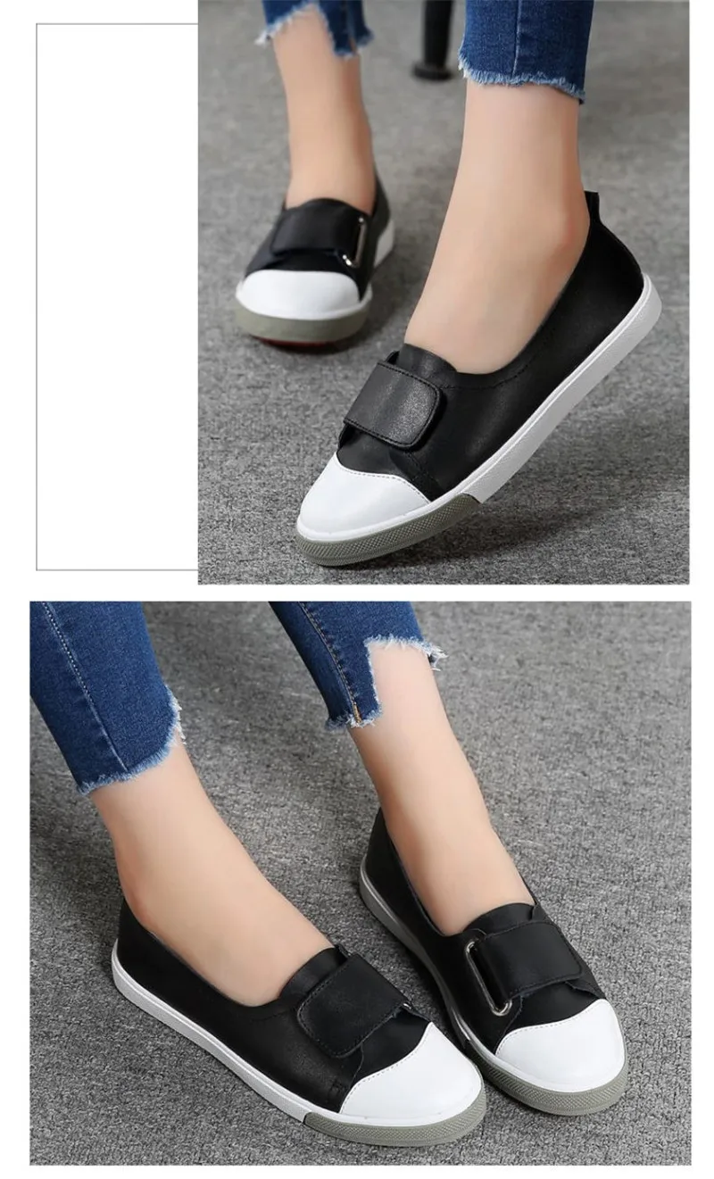Korean Comfortable Leather White Women's Shoes Soft Bottom Non-slip Loafers Shoes Woman Black 2020 New Shallow Lady  Flat Shoes  (9)