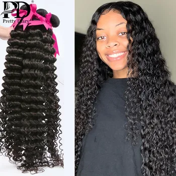 

28 30 32 34 40 Inch Malaysian Hair Bundles 1 3 4 Deep Wave Bundles Long Curly Human Hair Water Wave Remy Hair Extension