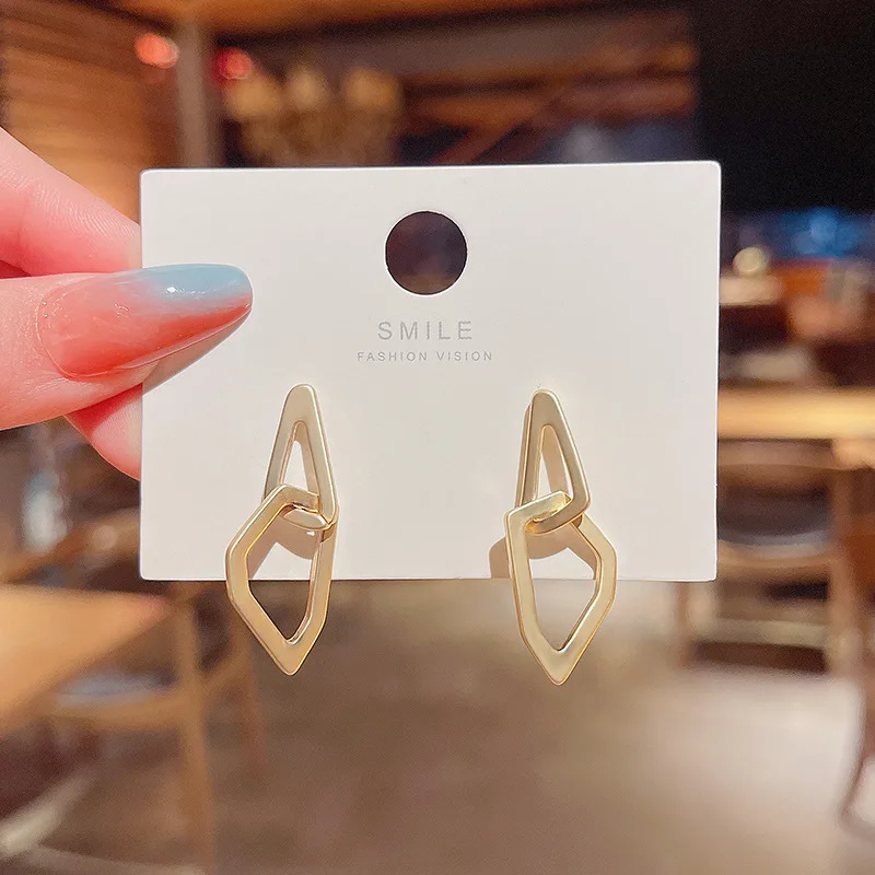 

Irregular Metal Earrings For Women Summer 2021 Korean Style Trend Wholesale Jewelry 925 Silver Long Drop Accessories