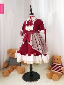 

lovely Princess Girl Dress Bow Lace Design Children's Polyester Lolita Dress Daily Dress With Neck Ornament Headband 3PCS ZL646