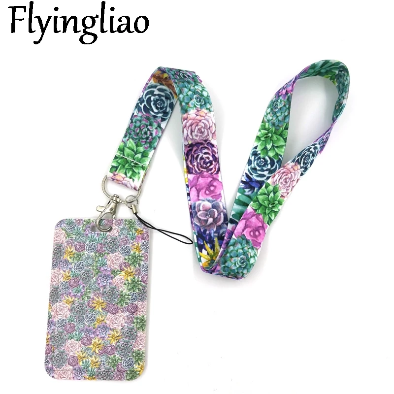 Succulent Plant Lanyard Keys Phone Holder Funny Neck Strap With Keyring ID Card DIY Animal webbings ribbons Hang Rope Gifts supernatural spn neck strap lanyard keychain mobile phone strap id badge holder rope key chain keyrings gift webbings ribbons