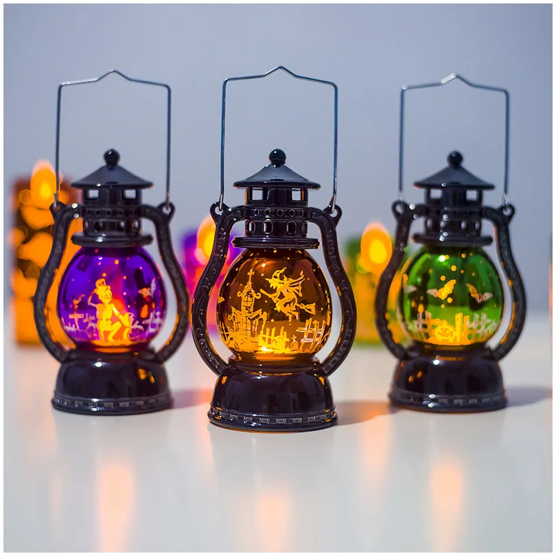 Halloween decoration small oil lamp retro laser pony lantern creative bar home atmosphere layout dark night | Дом и сад