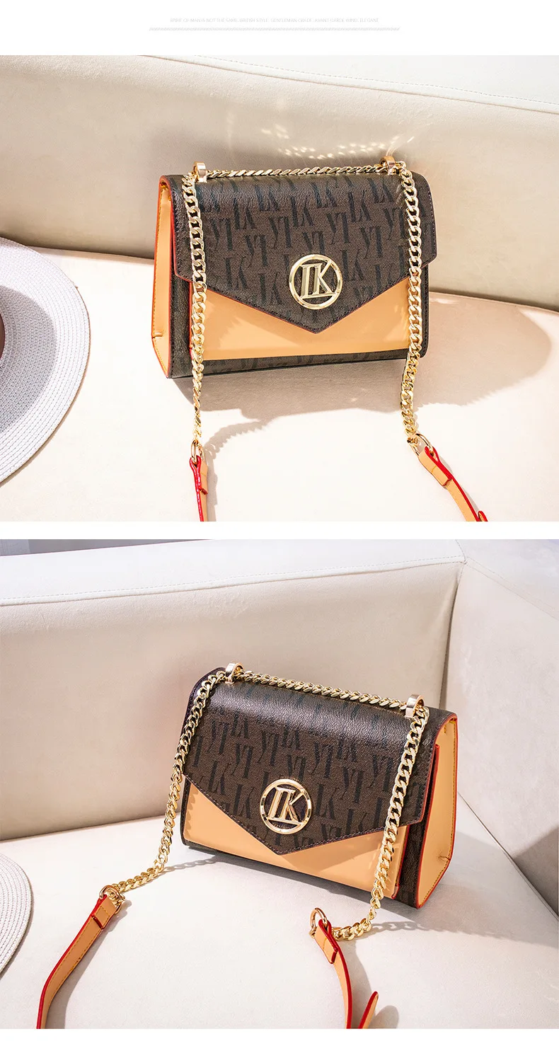 New High Quality Women Leather Handbags Printing Letter Portable Small Square Bag Fashion Chain Shoulder Messenger Bags