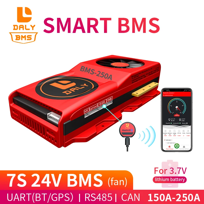 Смарт BMS 7S 24V 150A 200A 250A Bluetooth 485 для USB-устройства CAN NTC UART программное обеспечение