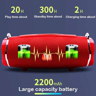 

Wireless Bluetooth Speaker TWS Portable Boom Box Outdoor Bass Column Stereo Subwoffer Sound Box with Mic strap Support TF FM USB