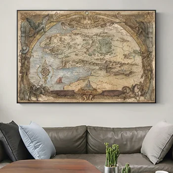 

Middle-Earth Map Movie Posters And Prints Lord Of Rings Classic Film Art Pictures On Canvas Wall Painting For Living Room