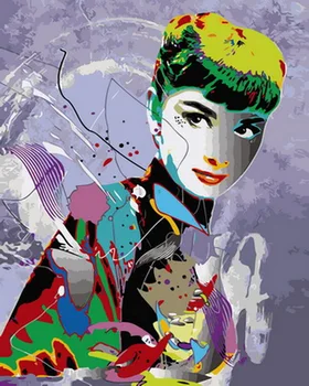 

Unframe diy oil picture oil paintings by numbers figure painting paint by number for home decor 4050cm Hepburn
