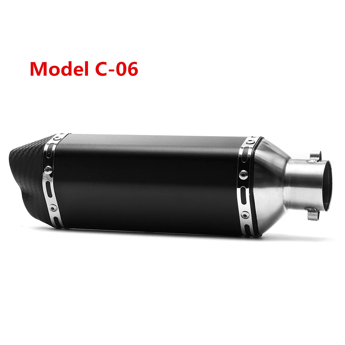 Model C06 Для Suzuki/Honda/Kawasaki/escape Moto 38-51 мм нержавеющая сталь черный Универсальный мотоцикл двойной выход глушитель выхлопной трубы - Цвет: Model C06
