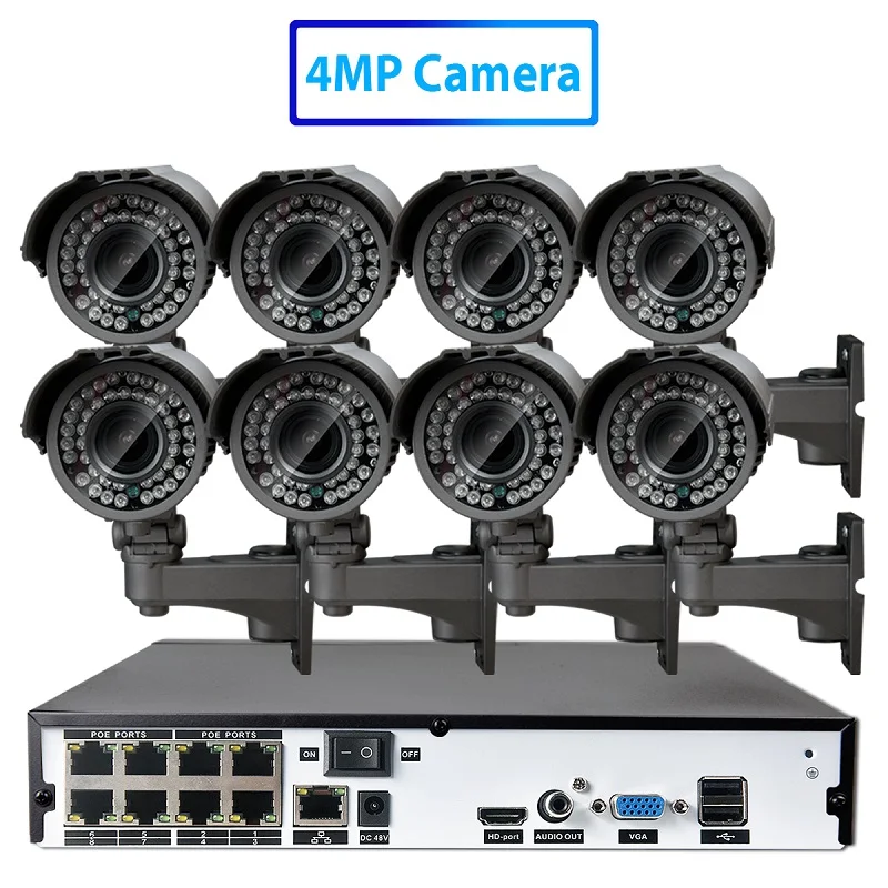 KANTURE H.265+ 8CH 5MP POE NVR Системы 48V 5.0MP 2,8-12 мм с переменным фокусным расстоянием водонепроницаемый POE IP камера 2592*1520 комплект видеонаблюдения 2 ТБ - Цвет: 8CH NVR x 8 Camera