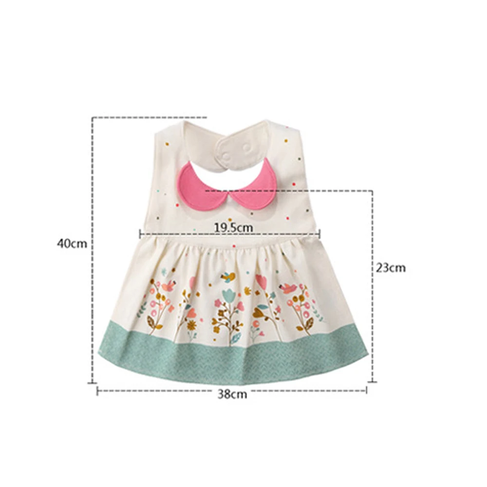 Baby Girl Cotton Skirt Bib Strap Adjustable Saliva Towel Dinner Waterproof Bib 2-6 Years
