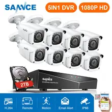 SANNCE 8CH 1080P 2.0MP HD CCTV система видео рекордер 8 шт 1080P CCTV камера безопасности Водонепроницаемый ночного видения комплекты видеонаблюдения