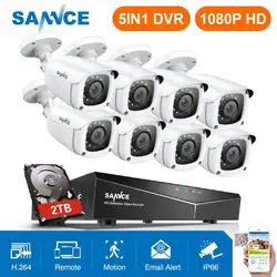 SANNCE 8CH 1080P 2.0MP HD CCTV система видео рекордер 8 шт 1080P CCTV камера безопасности Водонепроницаемый ночного видения комплекты видеонаблюдения