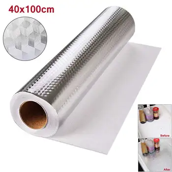

Self-adhesive Kitchen Wallpaper Wall Stove Aluminum Foil Oil-proof Stickers Anti-fouling High-temperature Croppable Wall Sticker