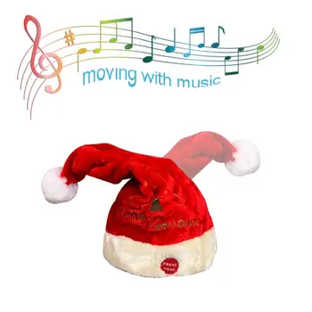

Electric Toy Christmas Hat Red Velvet Embroidered Music Swing Cap Party Decoration Christmas Gift Music Swing Santa Claus Hat