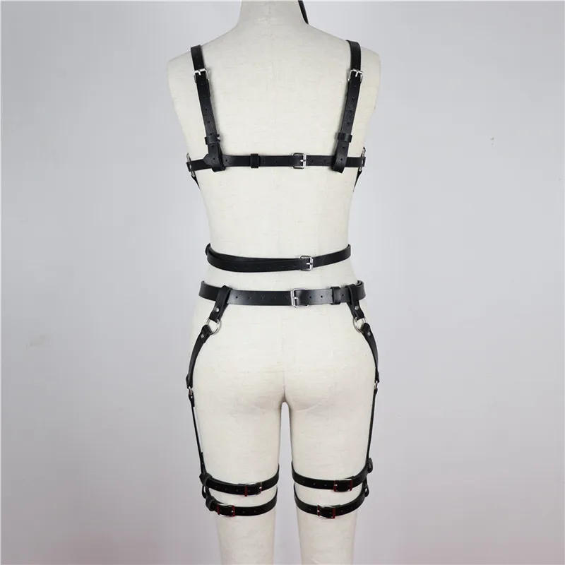Babydoll Фетиш женский сексуальный кожаный комплект нижнего белья регулируемый ремень для бондажа тела ремень открытый бюстгальтер промежность экзотическая привлекательность для взрослых секс