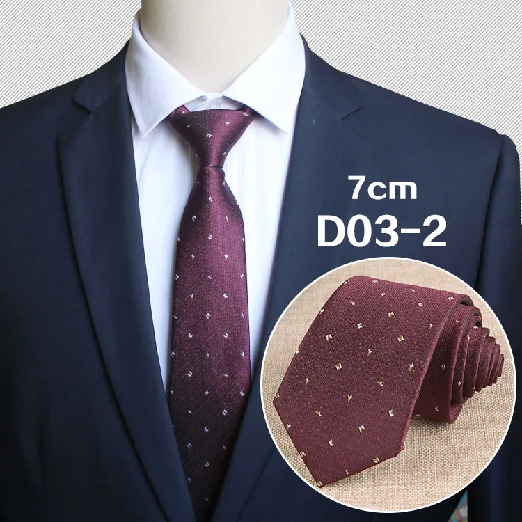 Новые Классические Стильные мужские галстуки на шею 7 см клетчатые полосатые галстуки для мужской формальный деловой роскошный свадебные галстуки - Цвет: D03-2
