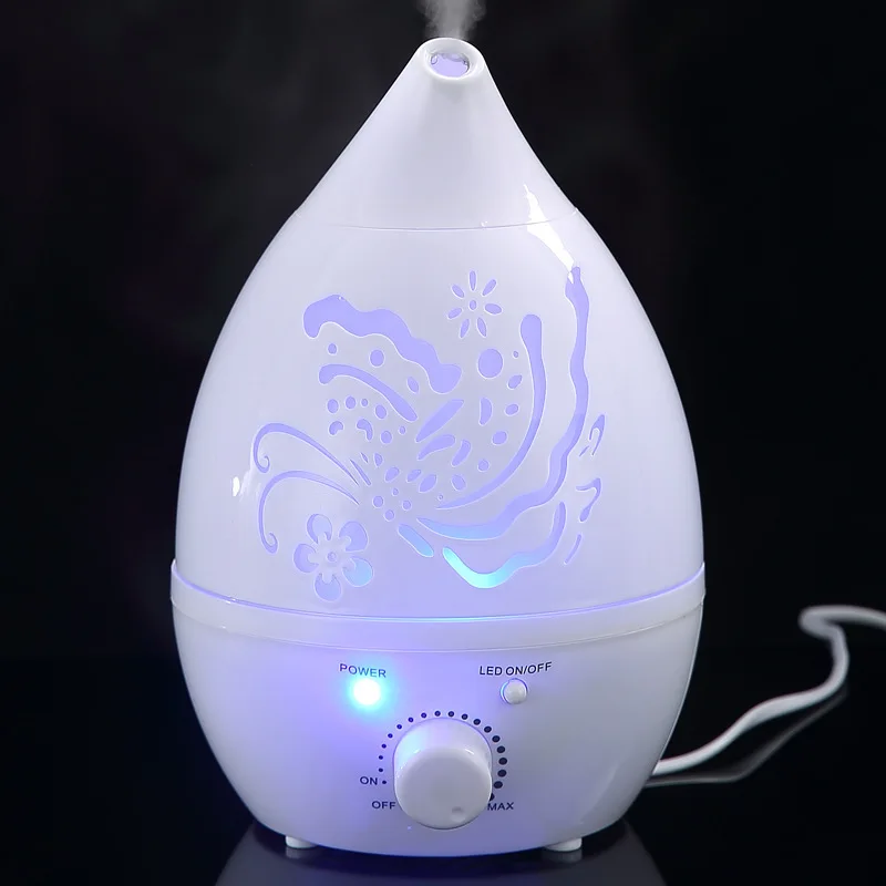 

New Style Water Droplet Butterfly Pierced Engraved Humidifier OEM Gift Foreign Trade Colorful Night Light Household Large Capaci
