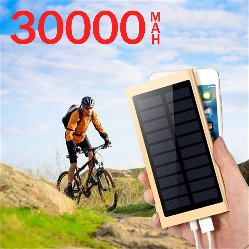 Banco de energía Solar de 30000mAh, cargador rápido con pantalla Digital 2USB, batería externa para exteriores para Xiaomi, Iphone y Samsung - Imagen 3