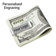 Personalized Stainless Steel Metal Money Clip Custom Engraved Dollar Cash Clamp Holder Wallet for Men Women Gift Lettering Logo