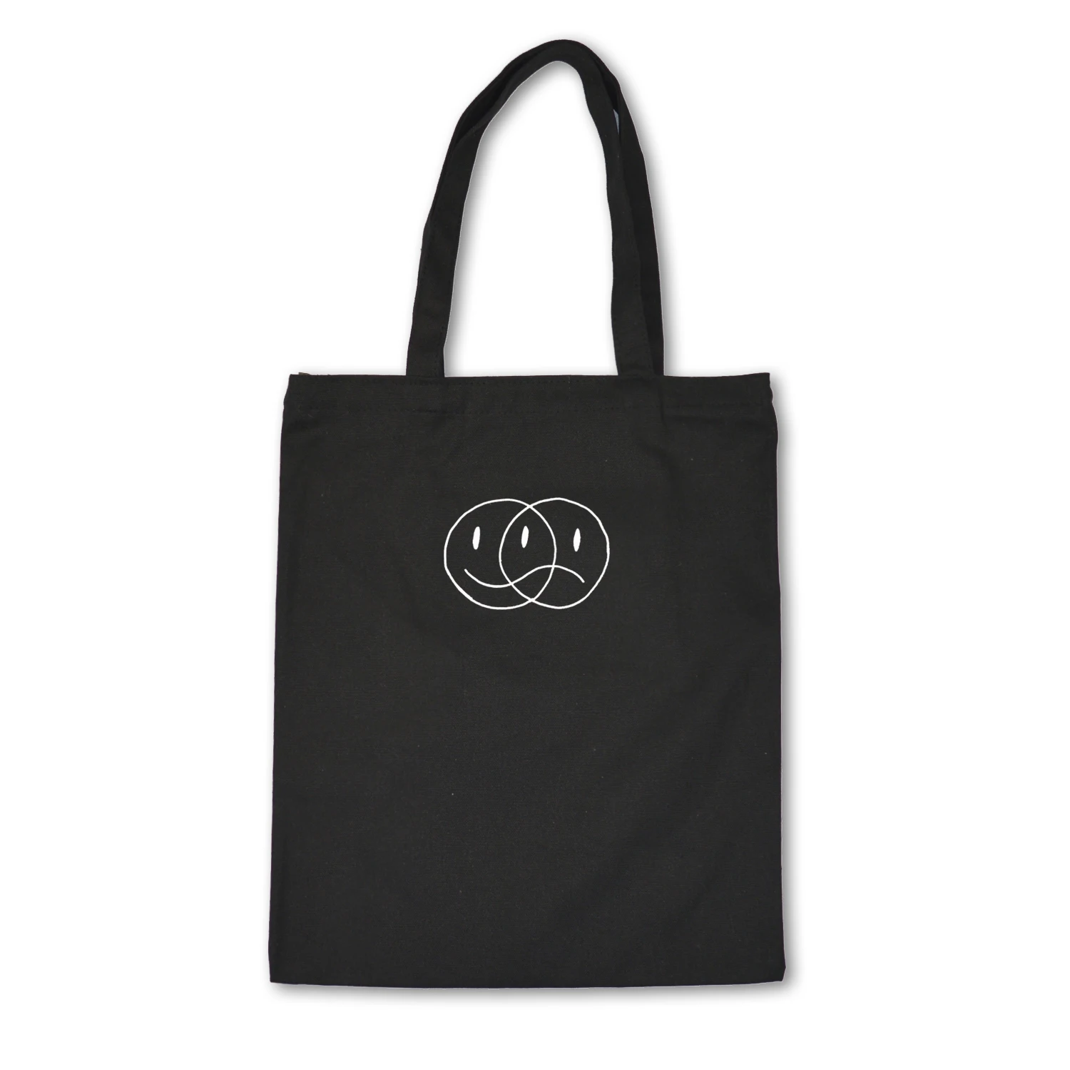 Tote-Bag Fabric Canvas Minimalist Black White Cartoon-Print Reusable Beach Women Large-Capacity