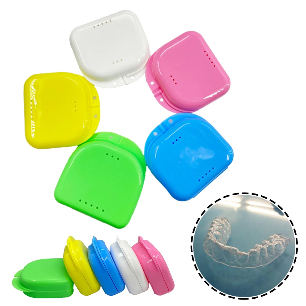 

Fake Teeth Orthodontic Case Dental Retainer Mouth Guard Denture Storage Plastic Box Oral Hygiene Supplies Organizer 5 Colors