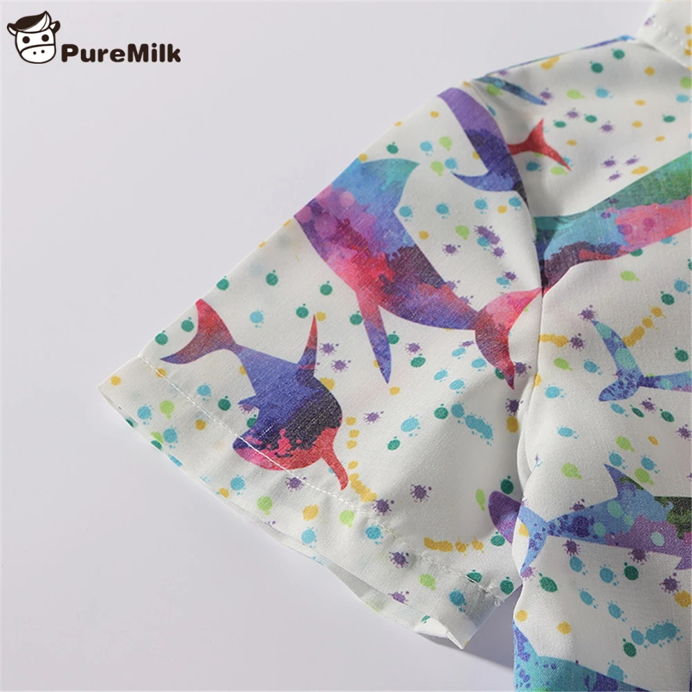 Детская футболка PureMilk; одежда с рисунком акулы для мальчиков; летние топы для мальчиков
