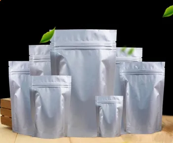 

100pcs Stand Up Silver Aluminum Foil Zipper Bag Pouch for Long Term Food Storage and Collectibles Protection Zip Lock