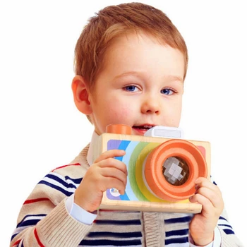 

New Children Wooden Camera Toys Classic Cartoon Camera Kaleidoscope Magic Education Baby Kids Montessori Learning Toy Gift