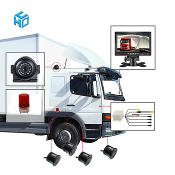 

24V truck bus left right side blind spot detection rear parking sensor system buzzer alarm with backup camera