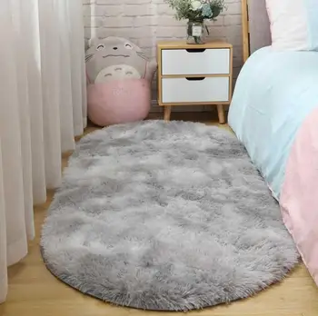 

Nordic Oval Thick Carpet for Living Room Plush Rug Bed Room Fluffy Floor Carpets Window Bedside Home Decor Rugs Soft Velvet Mat