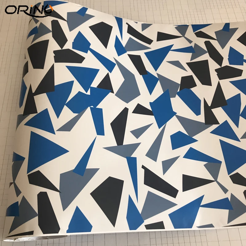 Black Blue White Vinyl Film Wrap-1