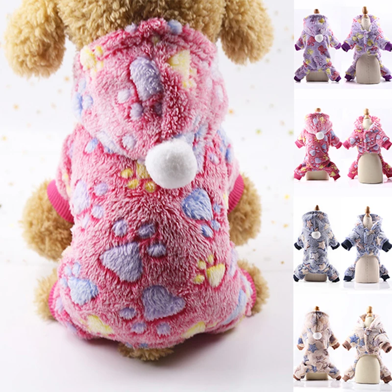 Fashion Cute Flannel Button Dog Clothes For Small Dogs Pet Warm Stars Claws Coral Fleece Spring Autumn Cat | Дом и сад