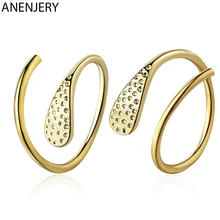 ANENJERY, индивидуальные золотые серебряные волнистые серьги-гвоздики, 925 пробы, серебряные спиральные линии, милые ювелирные изделия для женщин, девушек, S-E1028