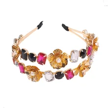 DUOJIAOYAN, двойная повязка на голову в стиле барокко, Женская повязка на голову, роскошное сверло с кристаллами, аксессуары для волос для девочек, королевское шоу, головной убор